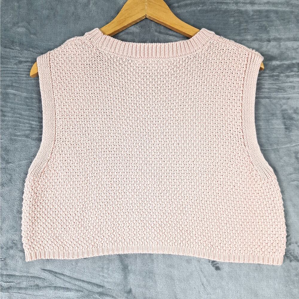 Womens Sweater Vest Large Pink Preppy Academia‎ Cable Knit Bobble Boho Old Money - Picture 6 of 6